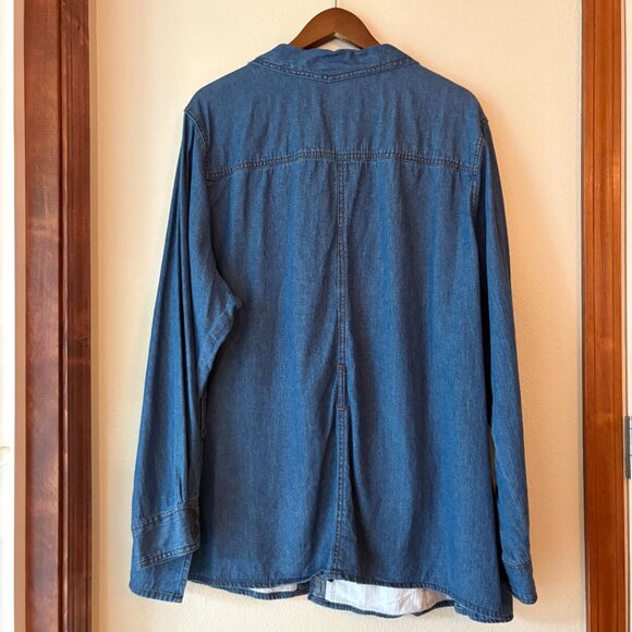 EUC Woman Within Medium Wash Denim Button Down Shirt Jacket Four Pockets Size XL - Picture 4 of 8